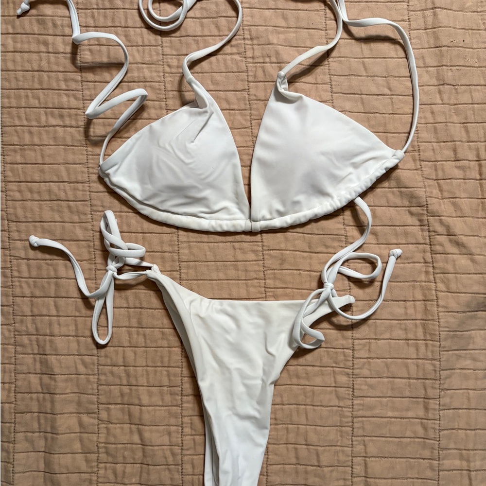 #4 - WINTER CLEAN OUT - SHEIN White Triangle String Bikini Set - small